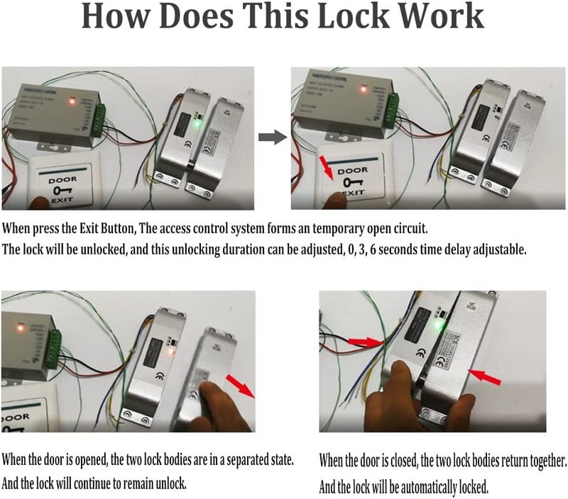 HENAXSAD قفل كهربائي هيرناس DC 12V، قفل باب إلكتروني بنمط NC آمن عند الفشل، مع تأخير زمني قابل للتعديل، قفل مزلاج كهربائي للتحكم في الوصول إلى الباب - Image 3